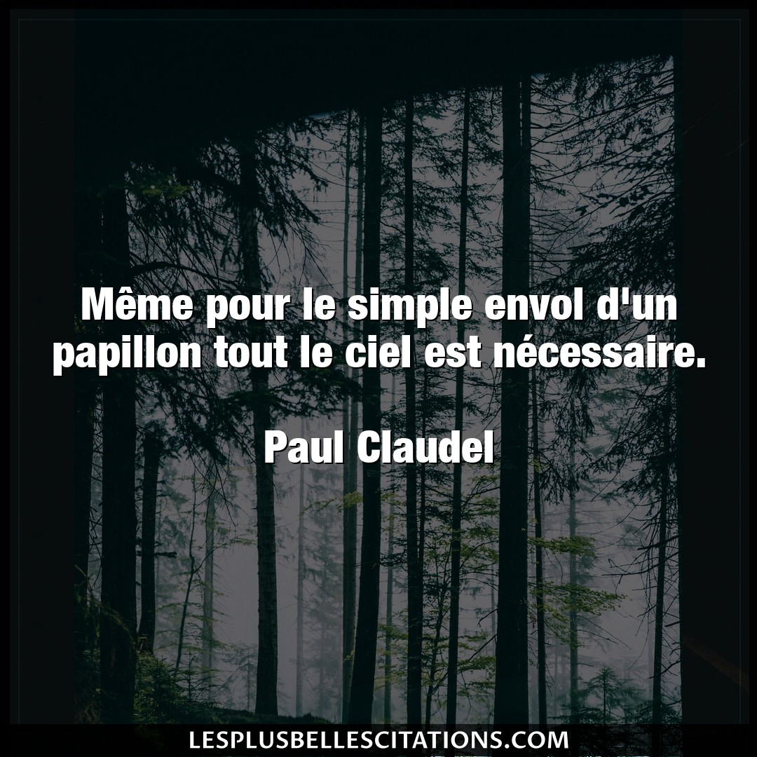 Citation Paul Claudel Ciel Meme Pour Le Simple Envol D Un Papillon Tout