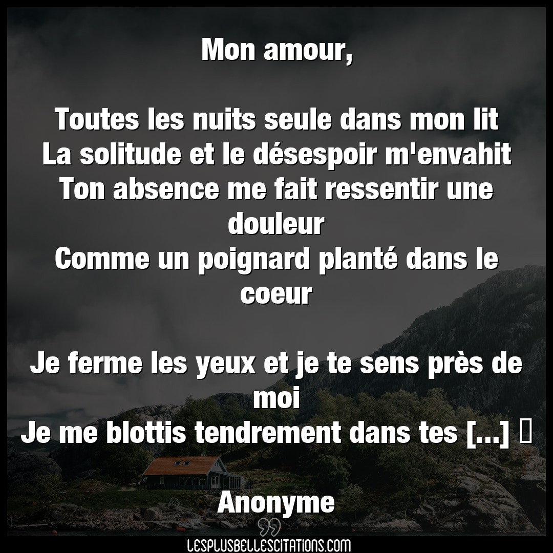 Citation Anonyme Absence Mon Amour Toutes Les Nuits Seule Dans Mon L