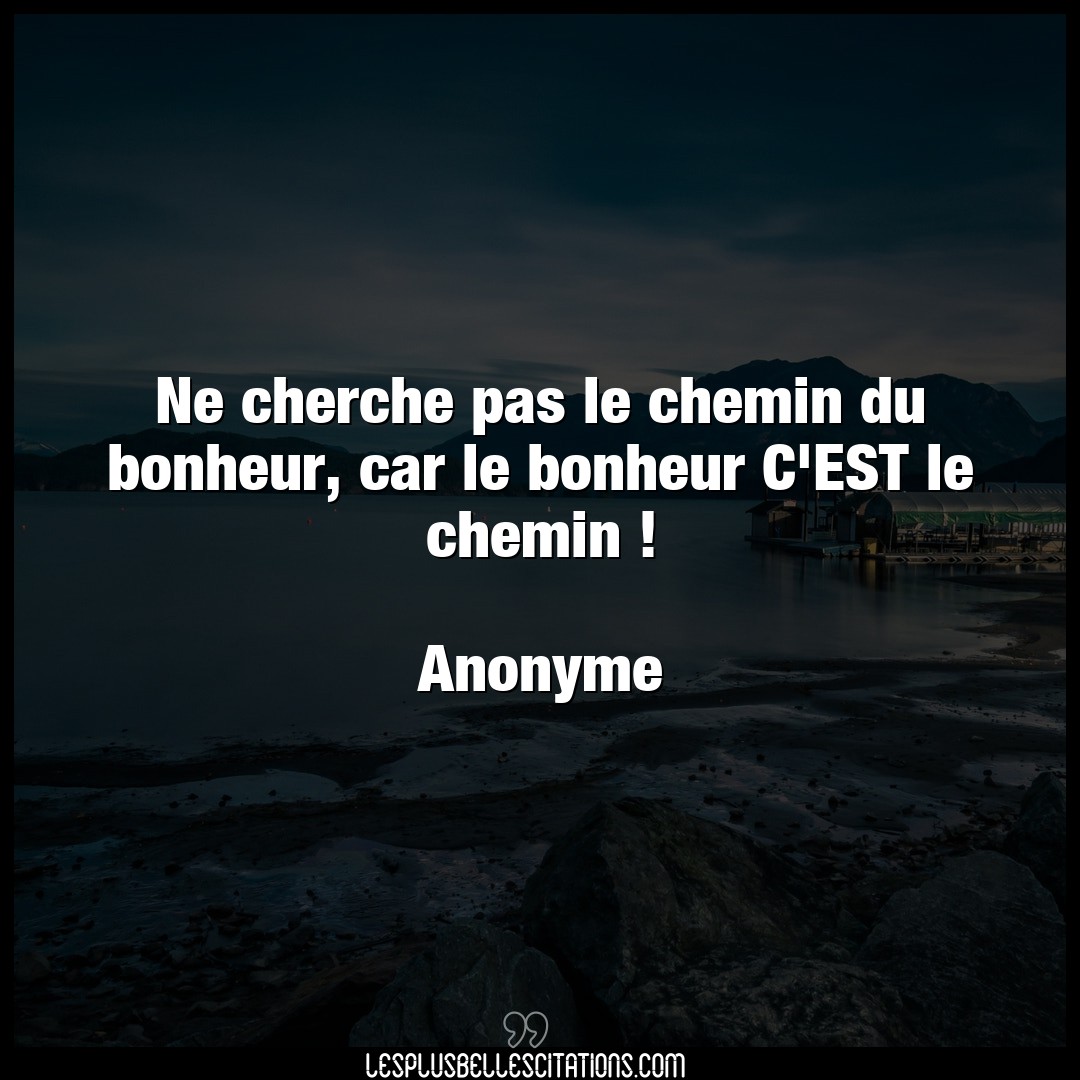 Citation Anonyme Bonheur Ne Cherche Pas Le Chemin Du Bonheur Car Le B