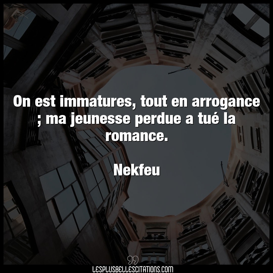 Citation Nekfeu Arrogance On Est Immatures Tout En Arrogance Ma Jeun