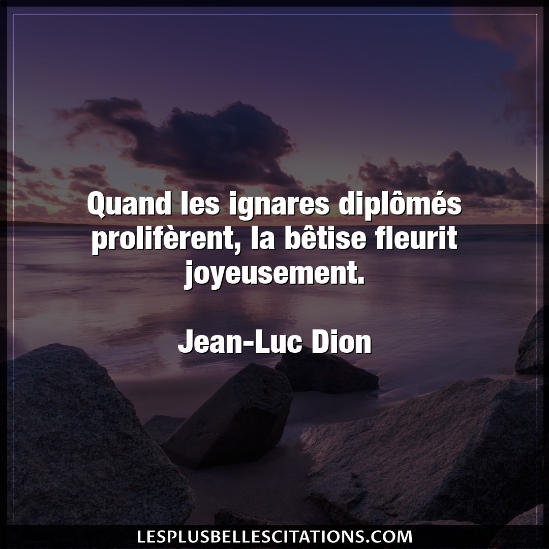 Citation Jean Luc Dion Betise Quand Les Ignares Diplomes Proliferent La