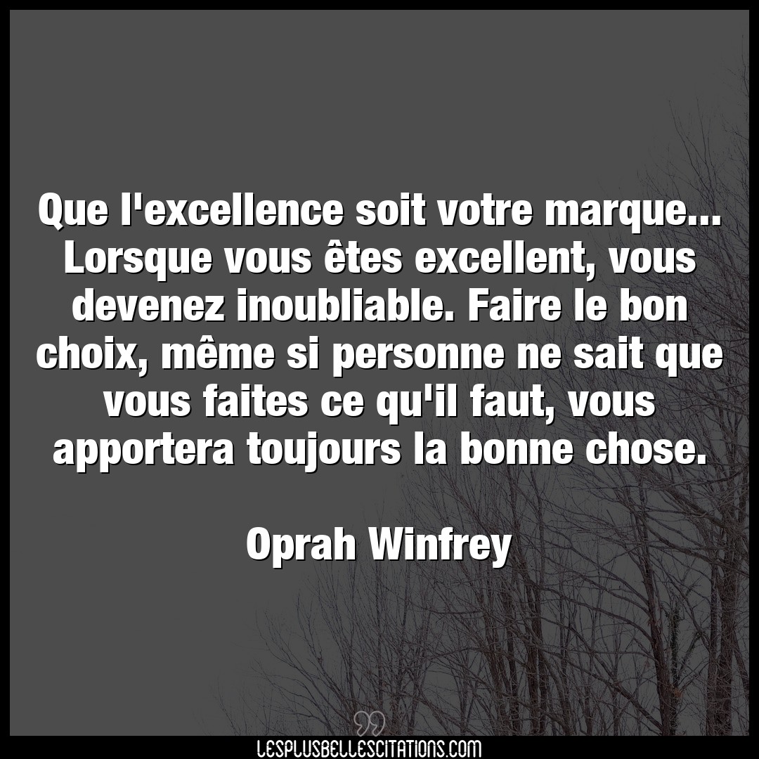 Citation Oprah Winfrey Bon Que L Excellence Soit Votre Marque Lorsque