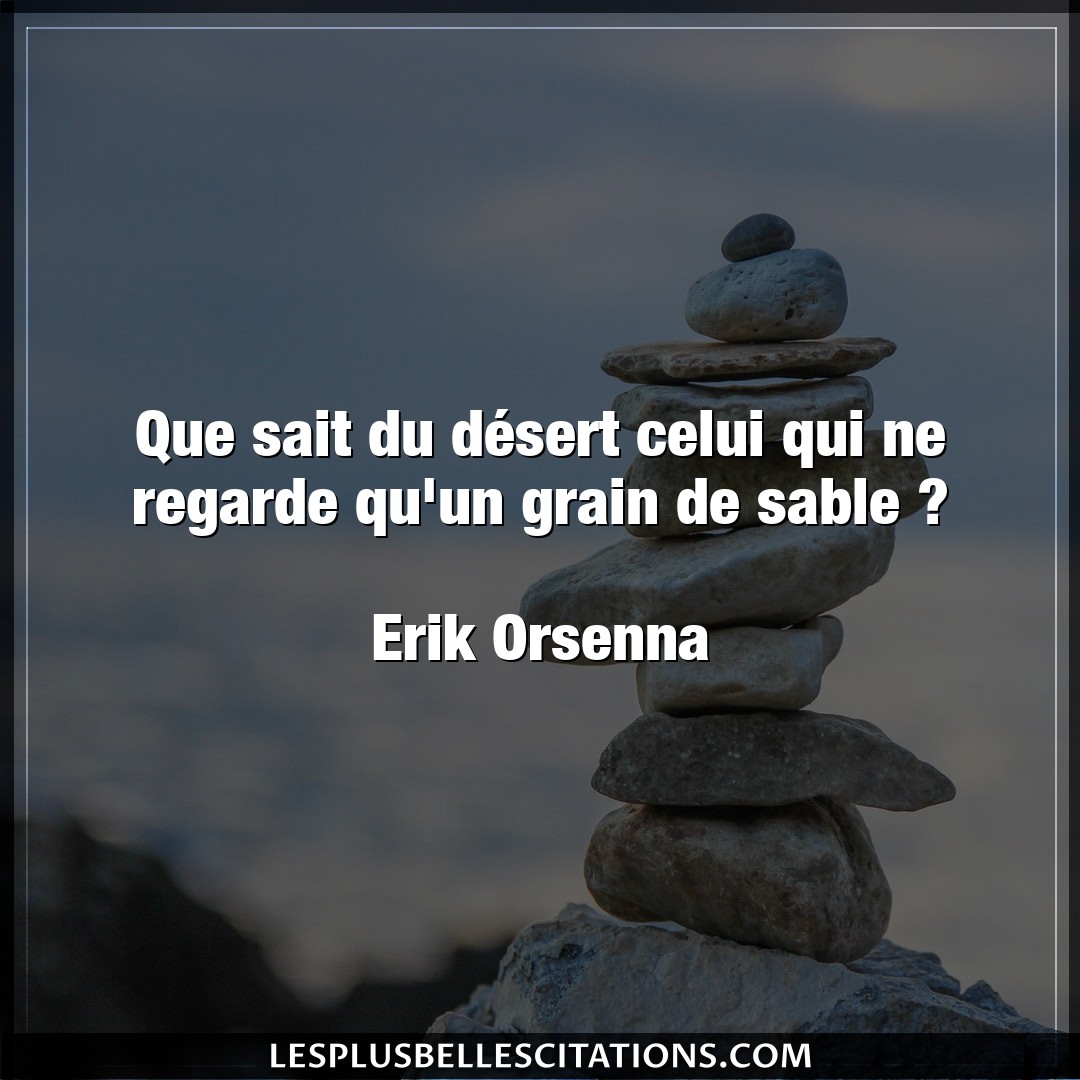 Citation Erik Orsenna Desert Que Sait Du Desert Celui Qui Ne Regarde Qu U