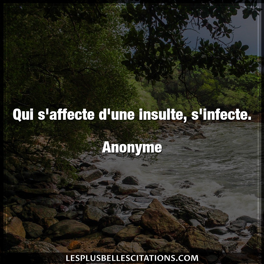 Citation Anonyme Insulte Qui S Affecte D Une Insulte S Infecte An