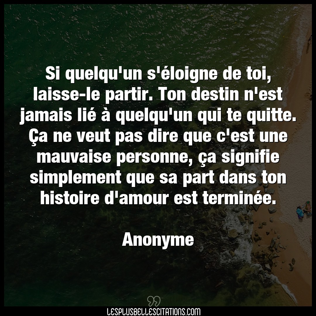 Citation Anonyme Amour Si Quelqu Un S Eloigne De Toi Laisse Le Par