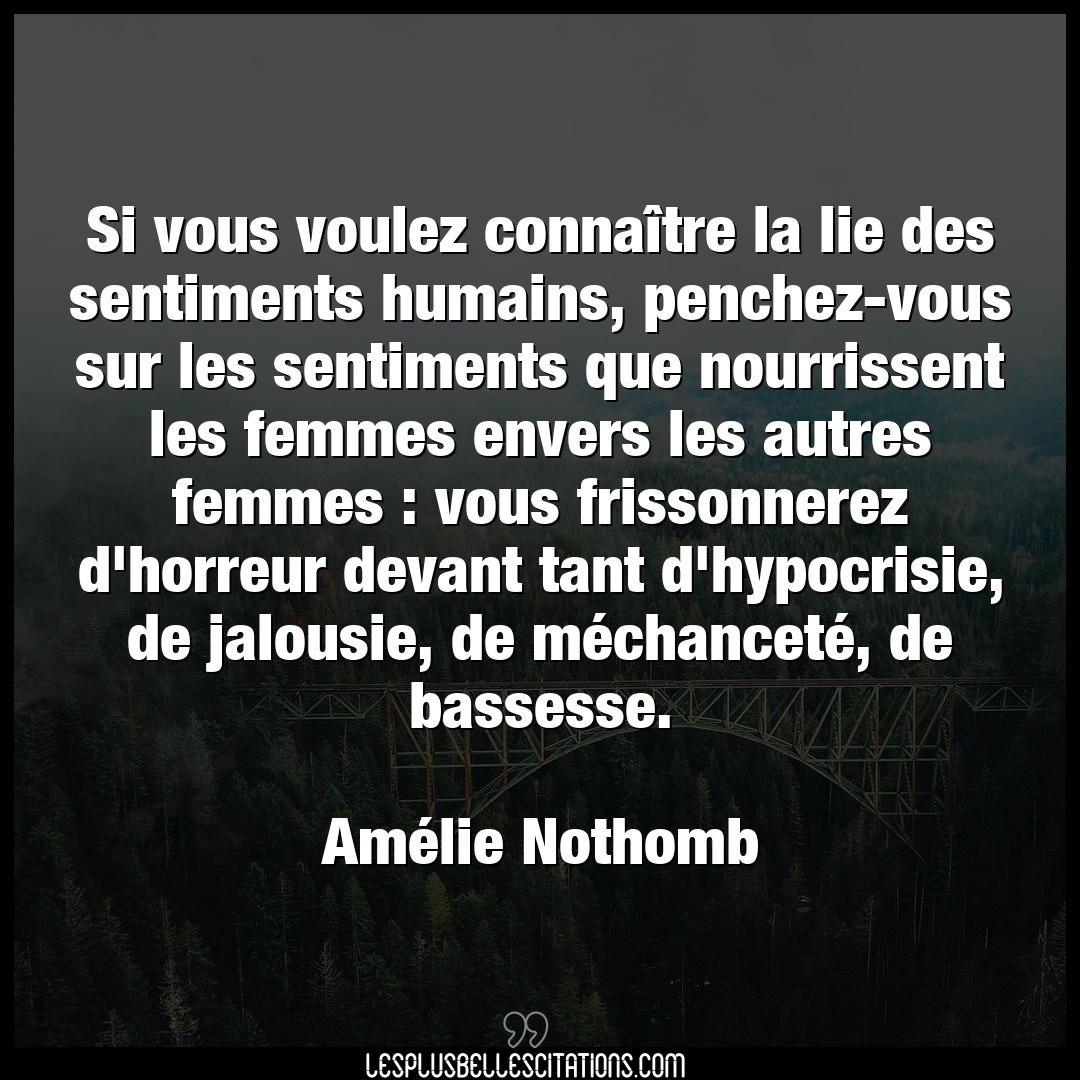 Citation Amelie Nothomb Connaitre Si Vous Voulez Connaitre La Lie Des Sentimen
