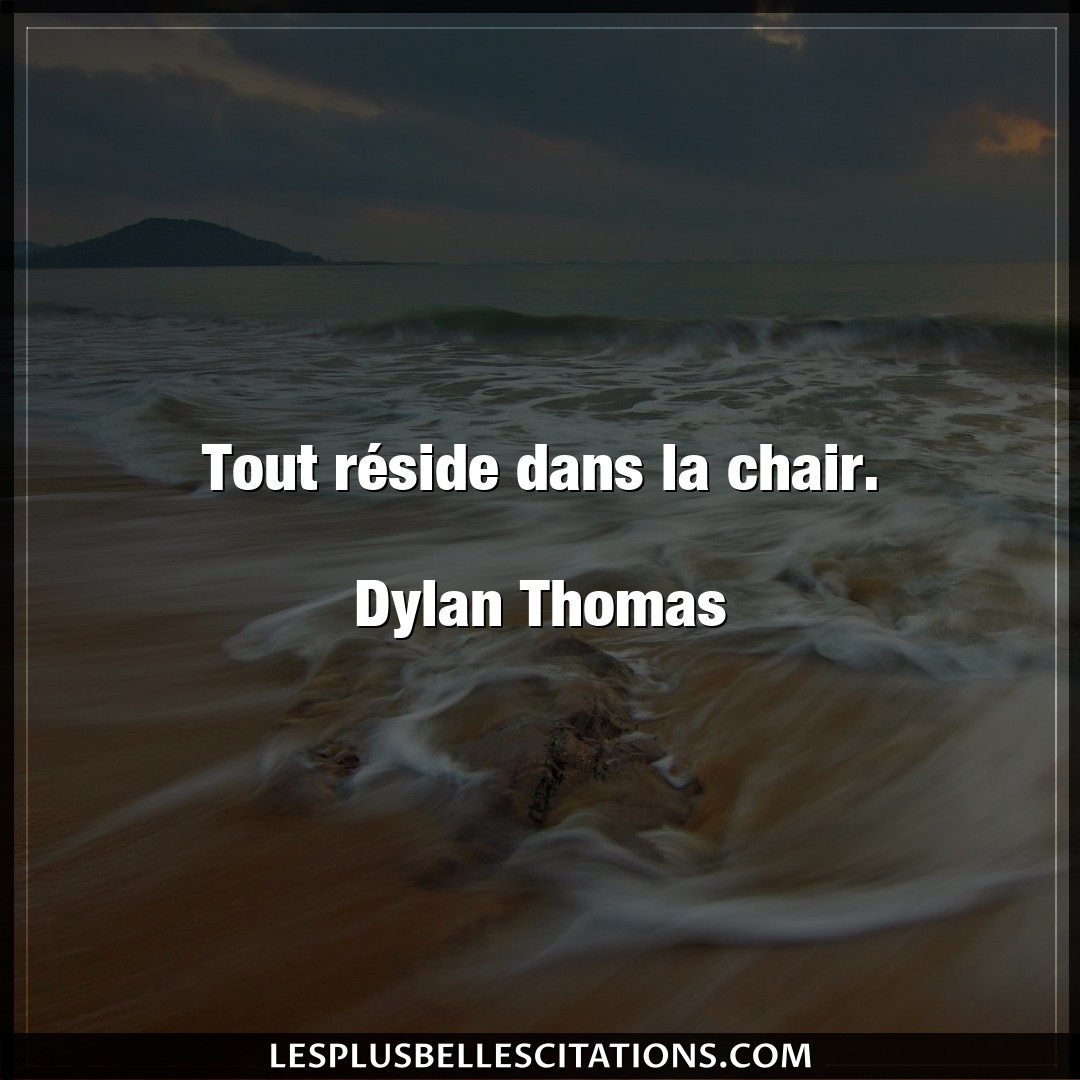 Tout réside dans la chair.

Dylan Thomas