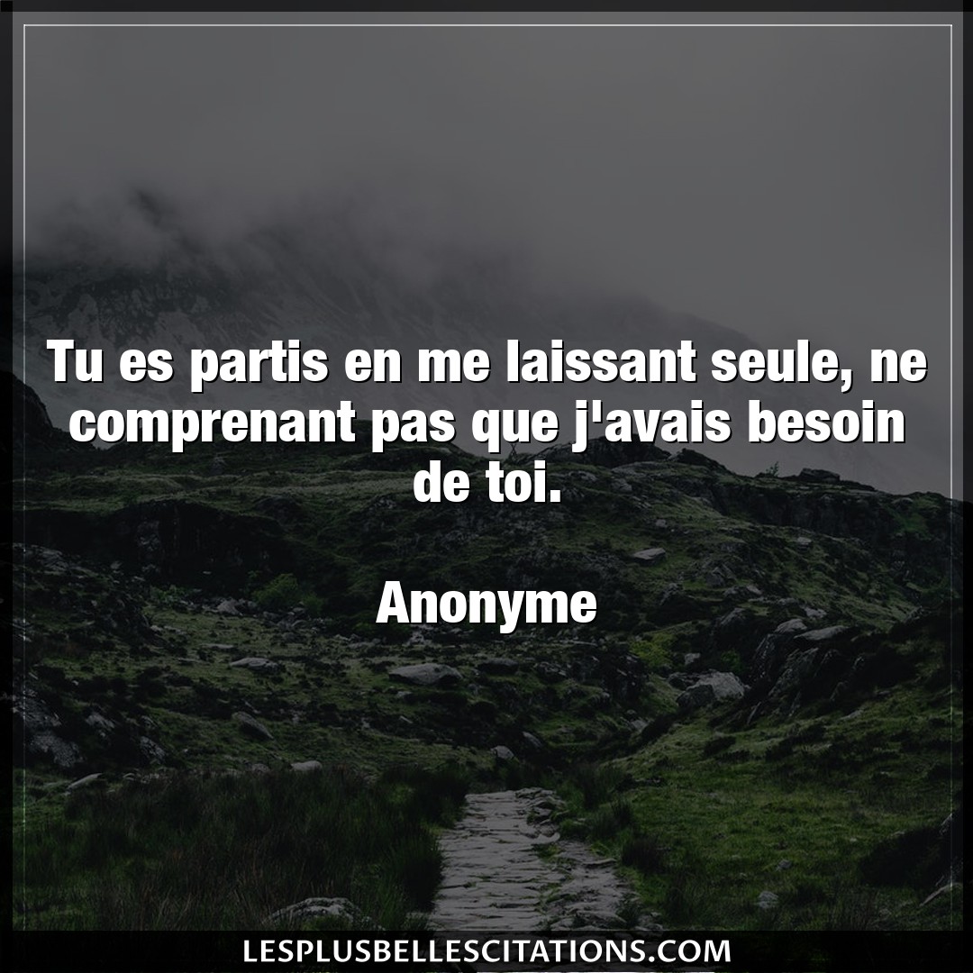 Citation Anonyme Besoin Tu Es Partis En Me Laissant Seule Ne Compren