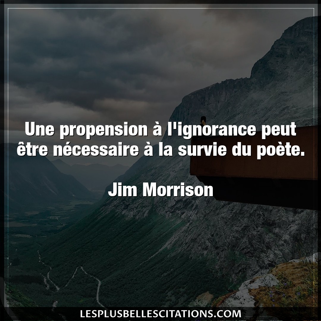 Citation Jim Morrison Ignorance Une Propension A L Ignorance Peut Etre Nec